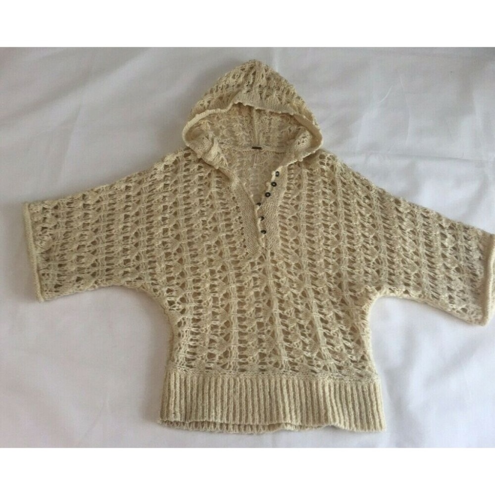 Free People Sweater Small Ivory Crochet Chunky